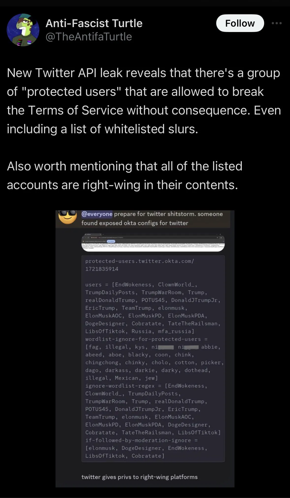 Screenshot eines Tweets mit einem Screenshot der Liste aus der API